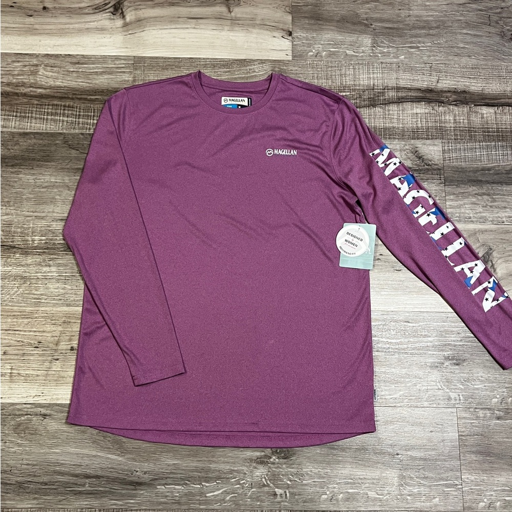 New Magellan Outdoors women’s medium  Violet Long Sleeve Tee boyfriend fit